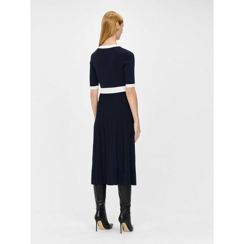 Veronika Maine Contrast Trim Pleated Knit Dress image number 1